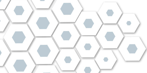 Abstract blue and white hexagon 3d effect pattern with shadow seamless texture background. Use for book, poster, flyer, website vector illustration.