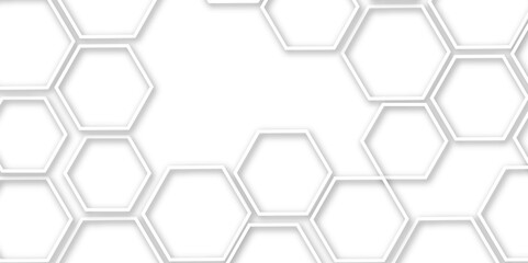 Abstract geometric technology 3d white light structure technology out line hexagon polygonal honeycomb luxury pattern vector background.	