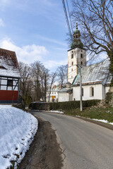 Medieval monastery of Saint Joseph, building from the outside. Komarno, Poland.