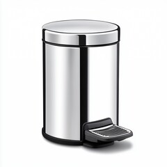 Modern Stainless Steel Foot Pedal Trash Can, Generative AI.