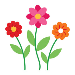 Beautiful Flowers Artwork. Simple Flowers Red, Pink, and Orange with Unique Centers