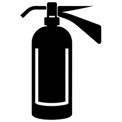 Fire Extinguisher Silhouette Vector Icon White Background.