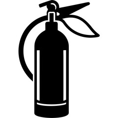 Fire Extinguisher Silhouette Vector Icon White Background.