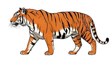 Fototapeta premium Tiger cartoon with stripes.
