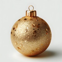 A golden dull christmas ball with glitter isolated on white background 