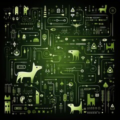 Organic and Abstract Animal Forms with Thin Line Texture