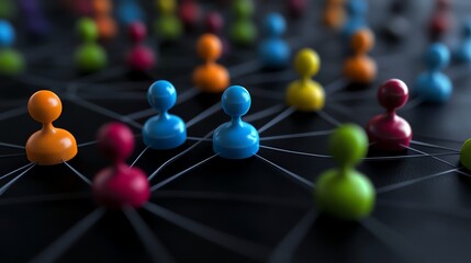 Vibrant human resource graphic design with colorful avatars connected in a seamless network