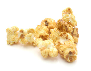 Popcorn heap,Close-up of popcorn against white background - stock photo

