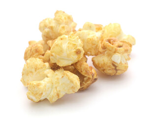 Popcorn heap,Close-up of popcorn against white background - stock photo
