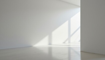 Fototapeta premium Modern Architectural Space Generate an image of a modern architectural interior with expansive walls and a slanted light shaft