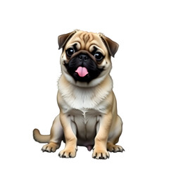 Obraz premium Pug puppy sitting isolated on transparent background