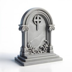 A grey tombstone gravestone isolated on white background