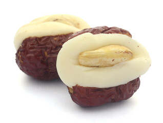 Macadamia nuts isolated on white background - stock photo
