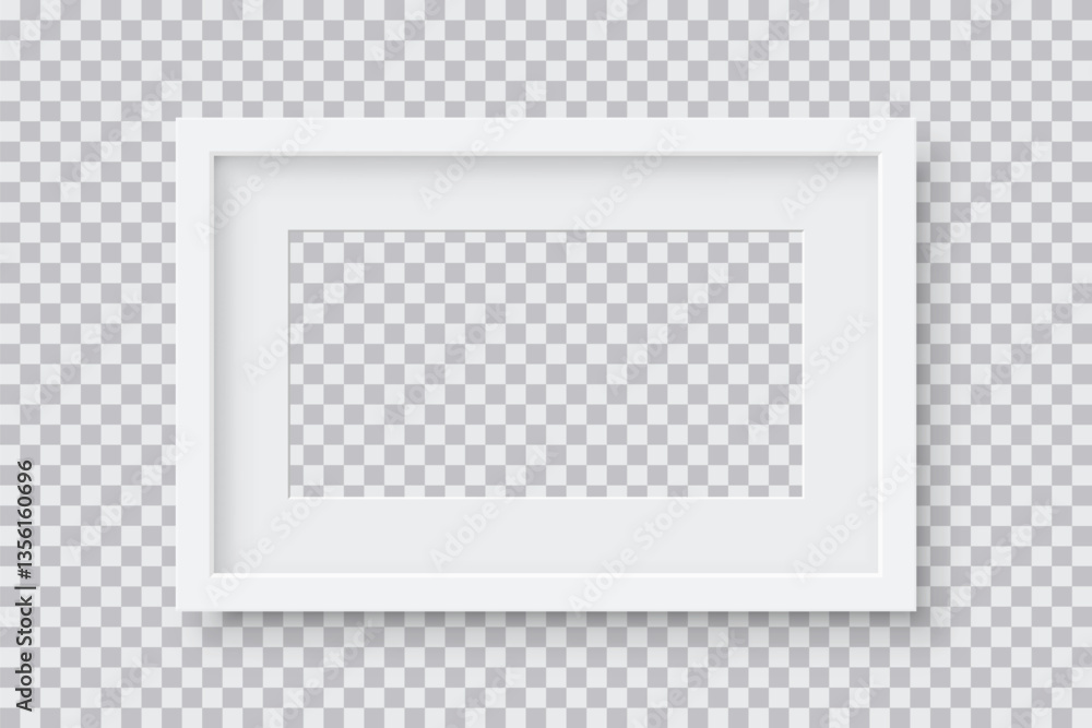 Aufkleber rectangular picture frame with minimalist design. white photo frame isolated on transparent backgrou