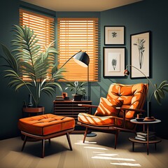 Vector Illustration of a Modern Man’s Cozy Interior Room