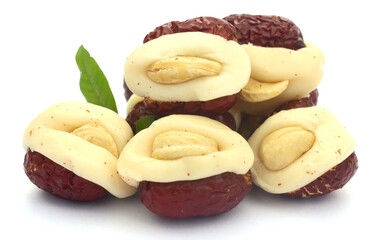 Macadamia nuts isolated on white background - stock photo

