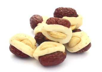 Macadamia nuts isolated on white background - stock photo

