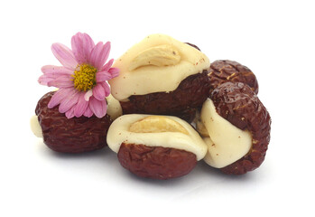 Macadamia nuts isolated on white background - stock photo

