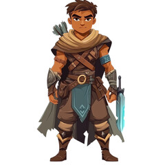 Obraz premium Illustration of a cartoon male character wearing adventurer style clothing