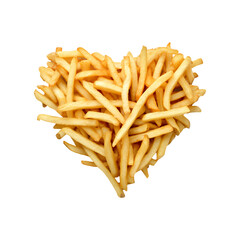 Fototapeta premium Golden Crunchy Heart Fries Perfect for Any Occasion, isolated on transparent background.