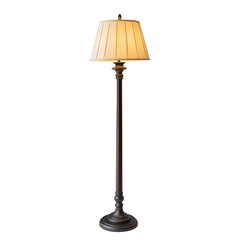 Elegant Vintage Floor Lamp with Classic Lampshade Isolated on Transparent Background