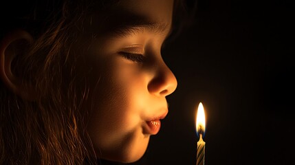 Obraz premium Child blowing out candle