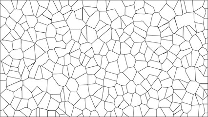 Obraz premium Abstract geometric mosaic broken tiles design stained seamless geometric retro pattern. Black & white metal grid isolated on the white background. Broken Glass Quartz natural fragment kitchen decor. 
