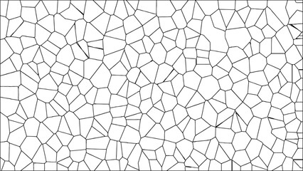 Obraz premium Abstract geometric mosaic broken tiles design stained seamless geometric retro pattern. Black & white metal grid isolated on the white background. Broken Glass Quartz natural fragment kitchen decor. 