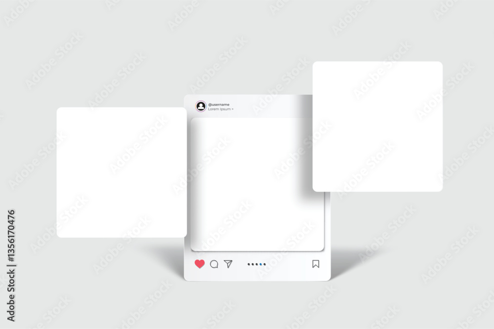 Canvas Prints vector social media post interface mockup. social frame mobile app page template for user carousel p