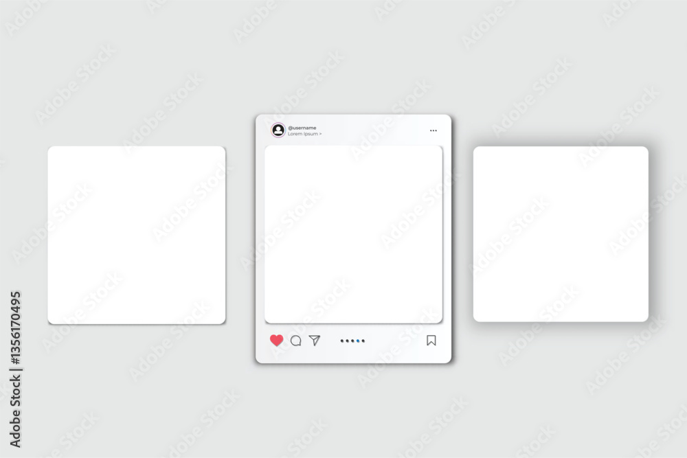 Canvas Prints vector social media post interface mockup. social frame mobile app page template for user carousel p