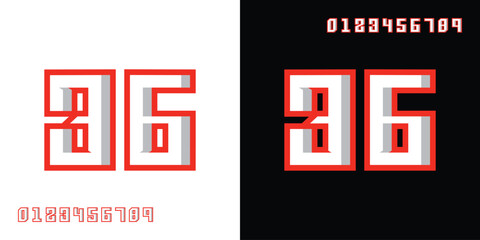 Fototapeta premium unique geometric number 36 for, racing, event, jersey, birthday
