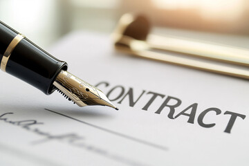 A signature being added to an official agreement, concept of business and employment