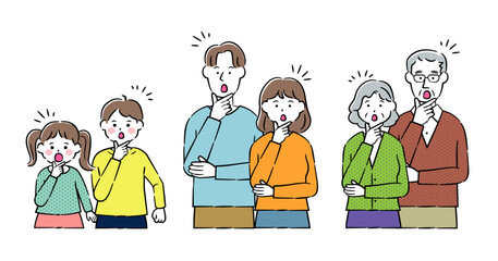 気づいた家族 シンプルイラスト4C_B