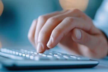 Hand typing on a keyboard