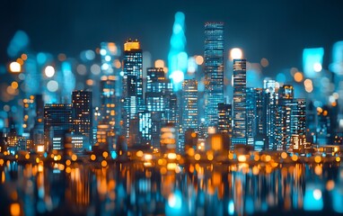 Neon Cityscape Night Lights with Urban Glow, and Modern Metropolis.