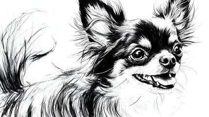 Portrait of a Smiling Chihuahua with Fluffy Fur Captured in Close Up