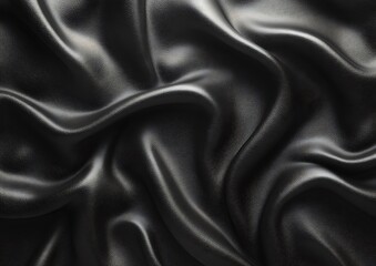 Obraz premium Close up view of flowing black shiny leather fabric