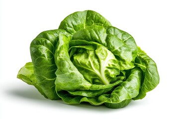 Fresh and Crisp Romaine Lettuce Isolated on White Background for Culinary and Nutritional Use