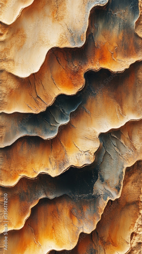 Poster abstract textures of layered earth tones with deep grooves and subtle color variations, showcasing n
