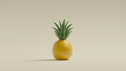 Realistic Three-Dimensional Pineapple Decoration on a Soft Neutral Background
