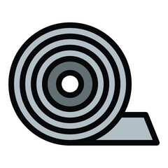 Insulating Tape icon flat line style illustration representing adhesive tape used for electrical insulation, suitable for wiring, repairs, and electrical safety applications.
