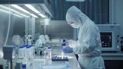 This scientist in a lab coat experiments with genetic modifications to extend youth.