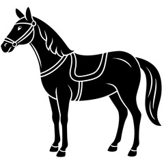 Obraz premium Horse Charro silhouette vector black outline, white background