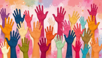 Celebration of Diversity Generate a lively composition highlighting hands of different sizes and designs
