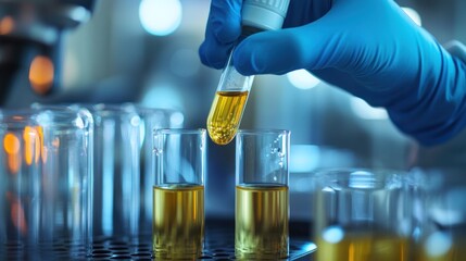 Scientist adding liquid to test tubes in a lab
