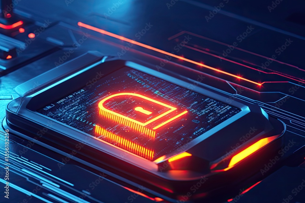 Aufkleber glowing digital interface with intricate patterns and vibrant co