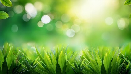 Obraz premium abstract blurred background of lush green nature with bokeh effect background blurred nature green abstract