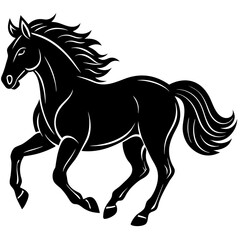 Obraz premium Horse running silhouette vector black outline, white background 