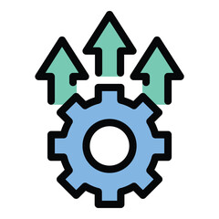 Upgrade icon flat line style illustration representing improvement, progress, and advancement, suitable for technology, software, and system updates.