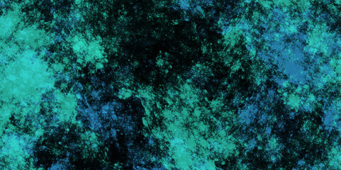 Teal color powder explosion, isolated on dark cosmic powder color splash design on a dark canvas. Soft blue and sea green purple color powder splash design background. Neon blue color powder explosion
